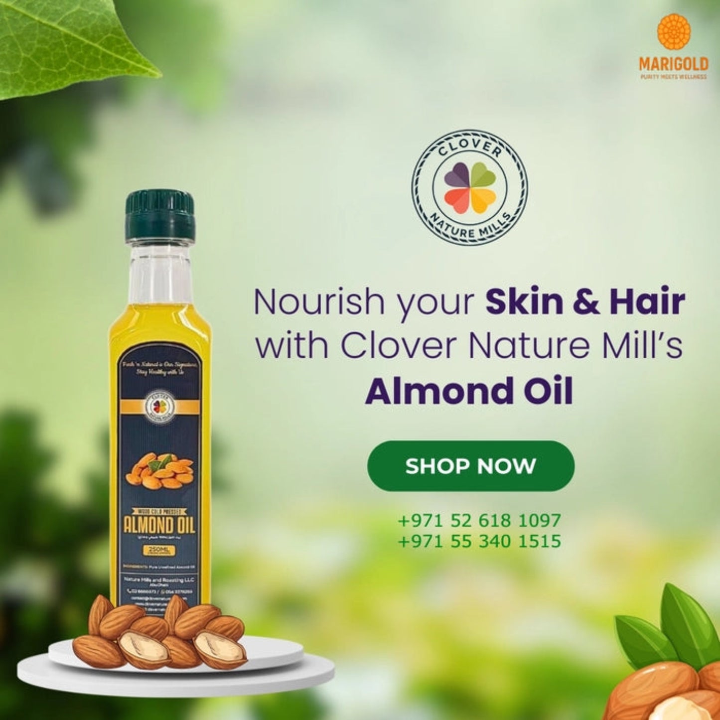Almond Oil 250ML – 100% Pure Cold Pressed